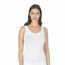 Apatiniai marškinėliai moterims plačiomis petnešomis trikampiu kaklu iš modalo Ozkan 25487 balta
