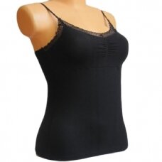 Apatiniai marškinėliai moteriški su pakietintais krūtų kaušeliais. Modalas DI 2004 juoda