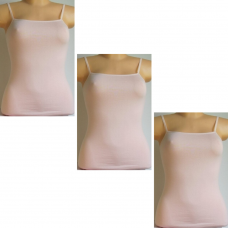 Apatiniai marškinėliai plonomis petnešomis, tiesia iškirpte KOZA 203 rožinė- pudros rinkinys 3 vnt.