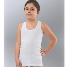 Apatiniai marškinėliai vaikams plačiomis petnešomis Namaldi 307 balti