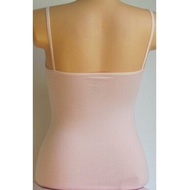 Apatiniai marškinėliai plonomis petnešomis, tiesia iškirpte KOZA 203 rožinė- pudros rinkinys 3 vnt. 2