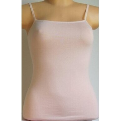 Apatiniai marškinėliai plonomis petnešomis, tiesia iškirpte KOZA 203 rožinė- pudros rinkinys 3 vnt. 1