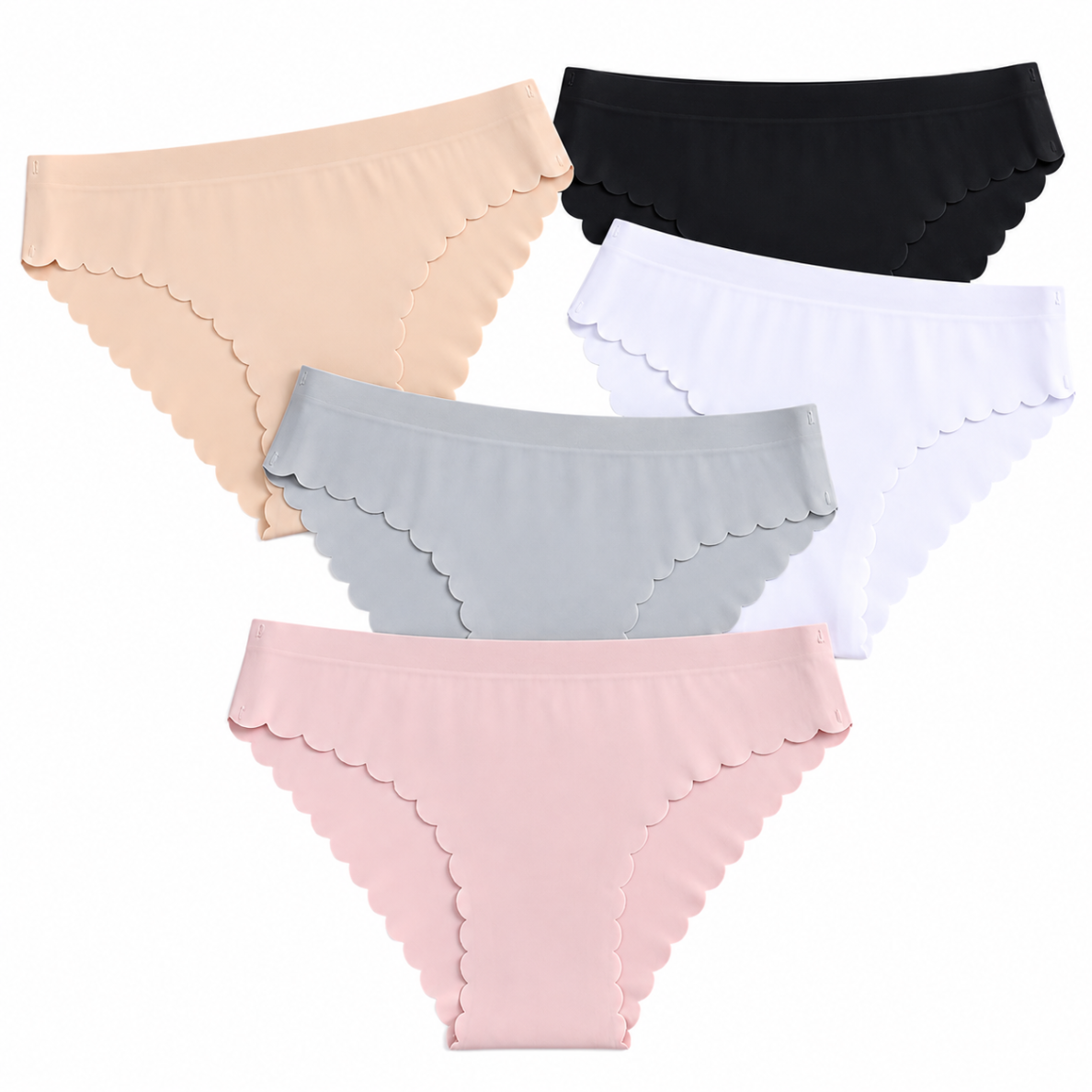 Besiūlės lazeriu kirptos bikini moteriškos apatinės kelnaitės HANA-9276- komplektas 5 vnt. įvairios spalvos Besiūlės lazeriu kirptos bikini moteriškos apatinės kelnaitės HANA-9276- komplektas 5 vnt. įvairios spalvos