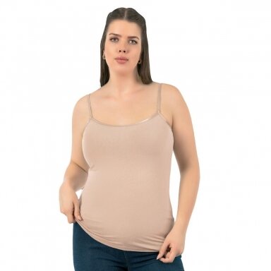 Didelių dydžių marškinėliai plonomis petnešomis viskoziniai didesnio dydžio 3XL-7XL Ozkan 25923 kuno spalvos Didelių dydžių marškinėliai plonomis petnešomis viskoziniai didesnio dydžio 3XL-7XL Ozkan 25923 kuno spalvos