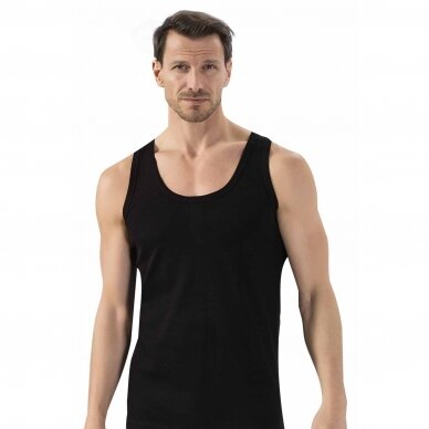Didelio dydžio vyriški medvilniniai marškinėliai be rankovių  iki 5XL Ozkan 0113 juodi 3vnt.