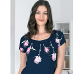 Marškinėliai moteriški trumpomis rankovėmis Ozkan 22441 mėlyni