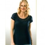 Marškinėliai moteriški trumpomis rankovėmis su tinkleliu Ozkan 22451 mėlyni