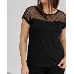 Moteriski marškinėliai trumpomis rankovėmis su tinkleliu Ozkan 25500 juodi.