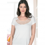 Marškinėliai moteriški trumpomis rankovėmis Ozkan 25533 balti