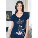 Marškinėliai moteriški trumpomis rankovėmis Ozkan 25535 mėlyni