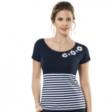 Moteriški marškinėliai trumpomis rankovėmis Ozkan 21093 mėlyni