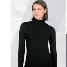 Marškinėliai moterims ilgomis rankovėmis aukštu kaklu Ozkan 26552 juodi