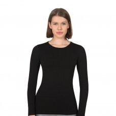 Marškinėliai moterims ilgomis rankovėmis aukštu kaklu Ozkan 26553 juodi