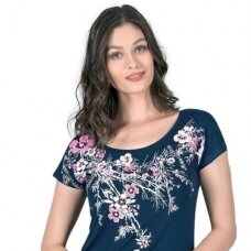 Marškinėliai moteriški trumpomis rankovėmis Ozkan 20505 mėlyni