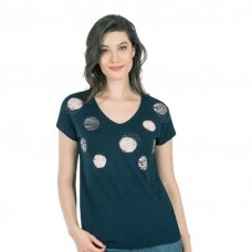 Marškinėliai trumpomis rankovėmis iš viskozės Ozkan 25862 mėlyni