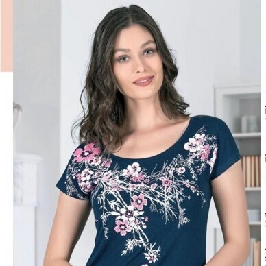 Marškinėliai moteriški trumpomis rankovėmis Ozkan 20505 mėlyni 1