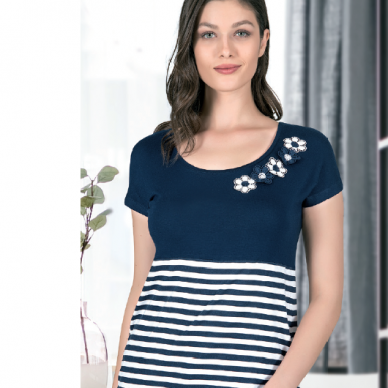 Moteriški marškinėliai trumpomis rankovėmis Ozkan 21093 mėlyni 1