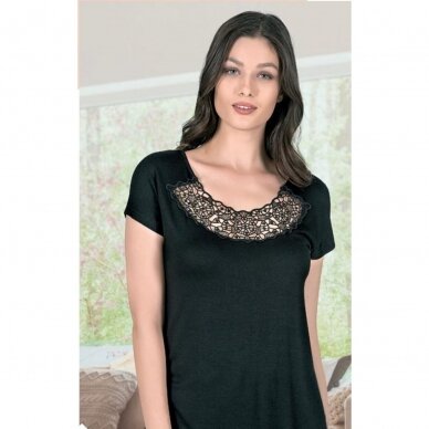 Marškinėliai moteriški trumpomis rankovėmis Ozkan 25533 juodi 1
