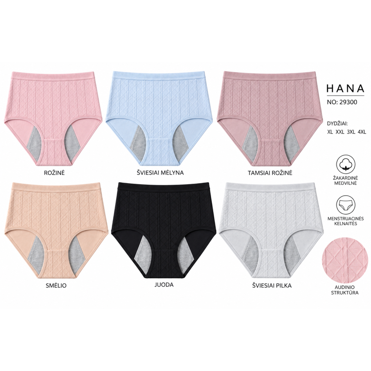 Menstruacinės aukštesnio juosmens kelnaitės moterims HANA 29300 rožinės 1 Menstruacinės aukštesnio juosmens kelnaitės moterims HANA 29300 rožinės 1