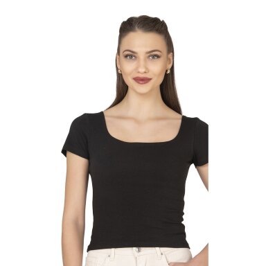 Moteriški marškinėliai Ozkan 27419 (Crop Top) juodi