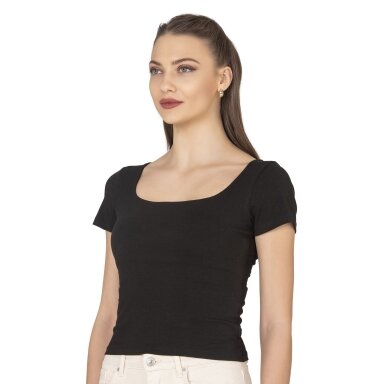 Moteriški marškinėliai Ozkan 27419 (Crop Top) juodi