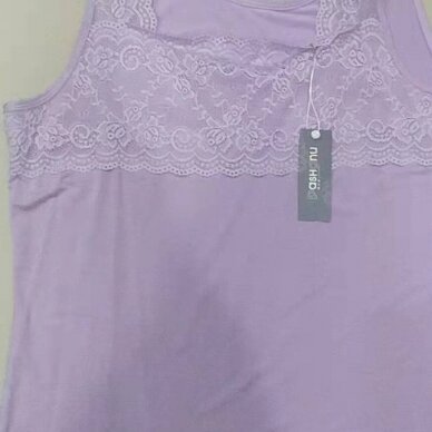 Modalo moteriški marškinėliai plačiomis nėrinių petnešomis kvadratine iškirpte DI 1391-93 šviesiai violetinė
