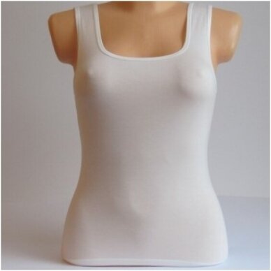 Moteriški apatiniai marškinėliai plačiomis petnešomis iš modalo DI 0444 balta