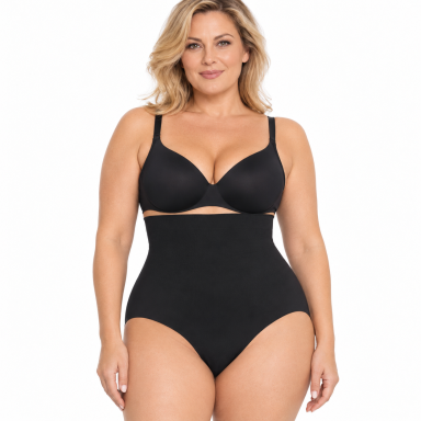OUNO T66018 aukšto liemens modeliuojančios kelnaitės XL-5XL-juodos