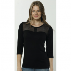 Trijų ketvirčių ilgio rankovėmis marškinėliai moterims Ozkan 25248 juodi