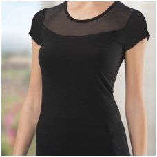 Marškinėliai moterims puošti tinkleliu 2436 juodi