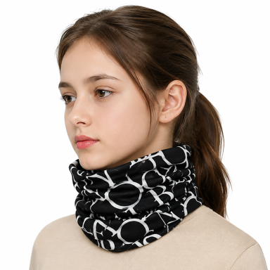 Šilta daugiafunkcė kaklaumautė šalikas, bandana, kepurė 2 vnt. komplektas juoda