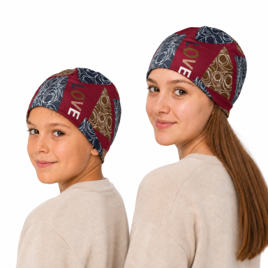 Šilta daugiafunkcė kaklaumautė šalikas, bandana, kepurė 2 vnt. komplektas marga bordo