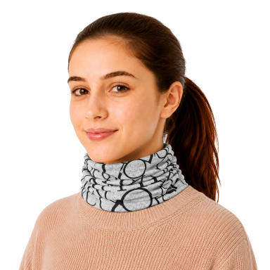 Šilta daugiafunkcė kaklaumautė šalikas, bandana, kepurė 2 vnt. komplektas pilka didelės raidės