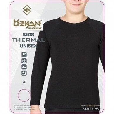 Šilti apatiniai marškinėliai mergaitėms ir berniukams OZKAN - THERMAL KIDS  31790 juoda