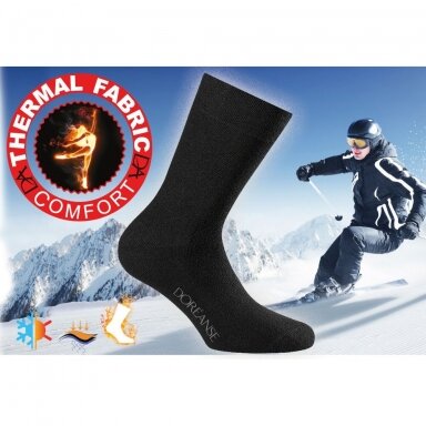 Termo kojinės vyriškos labai plonos (dydis 40-44) THERMAL UNISEX DOREANSE 750d juodos. 2 poros