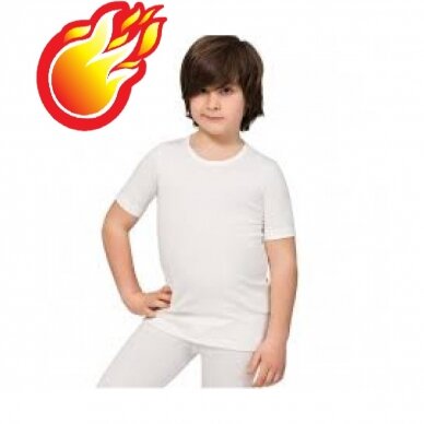 TERMO apatiniai marškinėliai trumpomis rankovėmis mergaitėms ir berniukams Namaldi 372 balta spalva (pieno baltumo)