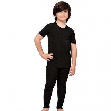 TERMO apatiniai marškinėliai trumpomis rankovėmis mergaitėms ir berniukams Namaldi juoda spalva 372