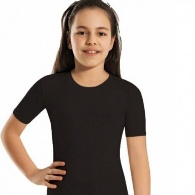 Marškinėliai trumpomis rankovėmis mergaitėms ir berniukams Dono 3240 juodi