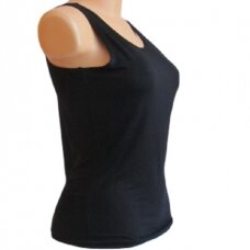 Apatiniai marškinėliai moterims plačiomis petnešomis iš modalo DI 1102 juoda