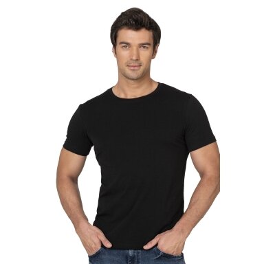 Vyriški medvilniniai marškinėliai  Ozkan 10265 juodi. Dydžiai 2XL-4XL