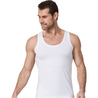Vyriški apatiniai marškinėliai su elastanu be rankovių Namaldi- Priemjer 184 balti
