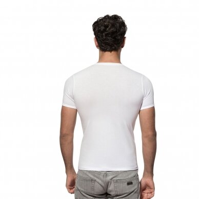 Vyriški marškinėliai  trikampiu V formos kaklu Ozkan 0273 balti