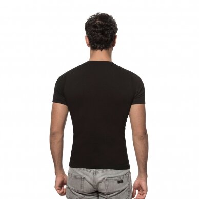 Vyriški marškinėliai  trikampiu V formos kaklu Ozkan 0273 juodi